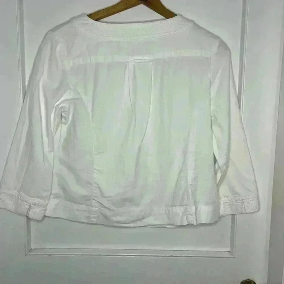 White Cotton Rounded Neck Jacket Size 14 - Picture 8 of 9